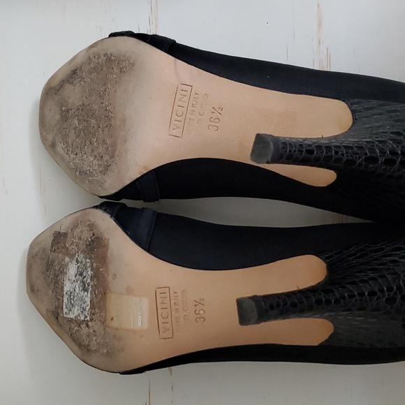 Giuseppi Zanotti | Black Satin Pumps with Leather and Crystal Detail, Sz… - Picture 11 of 11